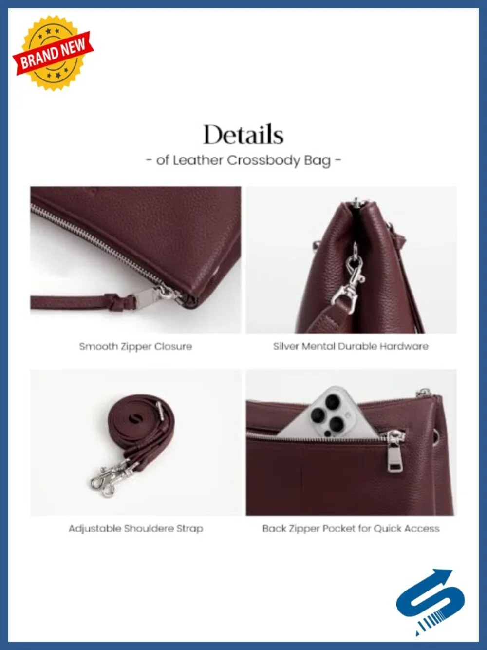 Genuine Leather Small Crossbody Bag for Women RFID Card Slots